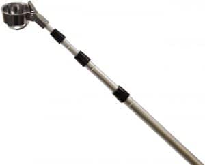 A long pole with a black handle and white base.