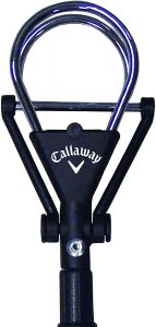 A close up of the callaway logo on a golf club.